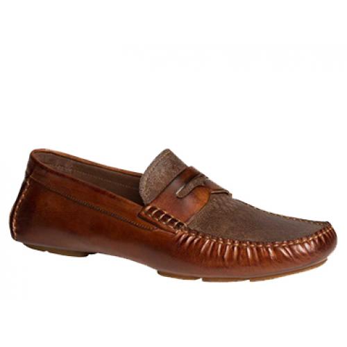 Bacco Bucci "Albatros" Brown Calfskin Loafer Shoes 7779